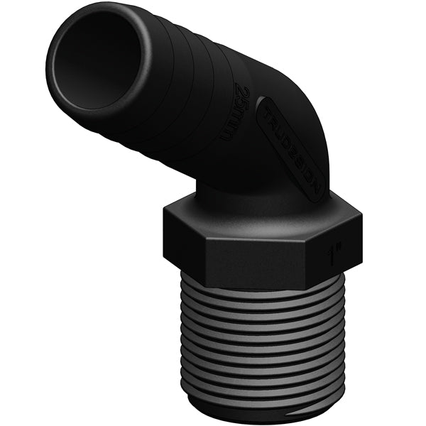 Indlæs billede i Gallery Viewer, Trudesign Slangestuds 120° komposit sort 1 1/4" 32mm
