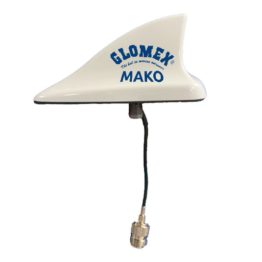 Glomex Mako VHF antenne hvid, 8m kabel og stik PL259
