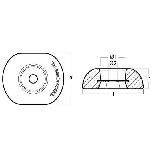 Tecnoseal Rundanode til motorbåde Ø98 mm