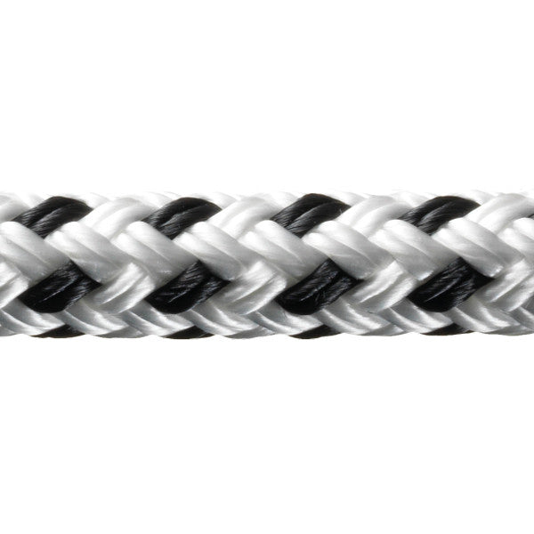 Indlæs billede i Gallery Viewer, Robline Rio Fortøjningsline, 8mm Hvid/Sort  - 1 mtr
