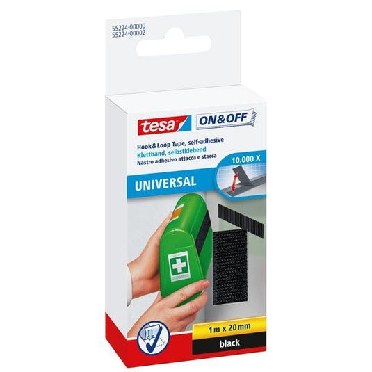 Tesa Burretape sort 1.0mx20mm selvklæb