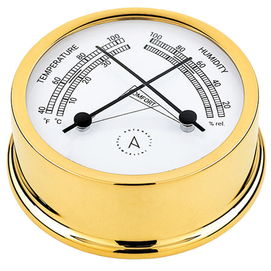 Autonautic Atlantic 95 termo/hygrometer Ø95/70 mm forgyldt messing