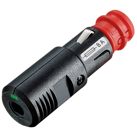 Universalstik med 8 Amp sikring & led til cigarstik, 12/24V