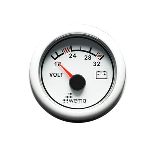Wema Voltmeter 24 Volt Hvidt