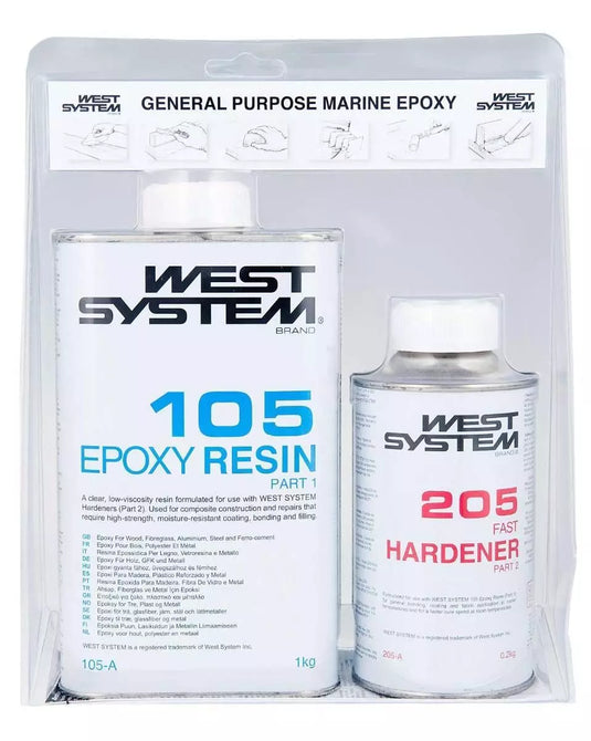 A pakke 105/205 West System Epoxy 1.2 kg